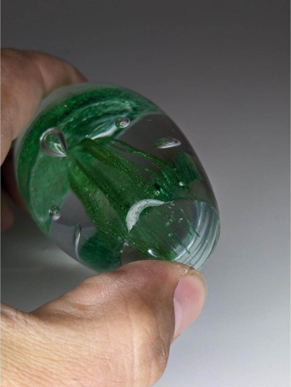 Art Glass Hand Blown Glass Green Jellyfish Paperweight - Picture 5 of 5